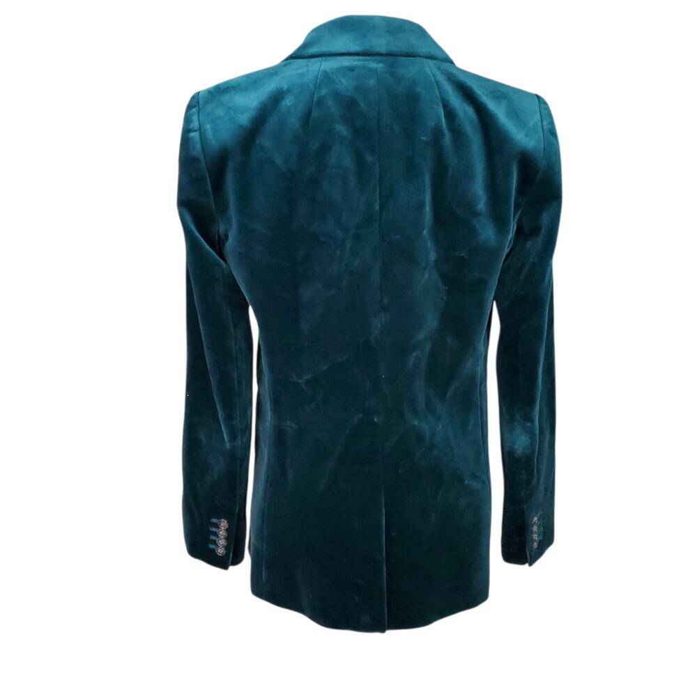J. Crew Preppy Ivy Green Velvet Parke Blazer Jacket J8978 Peak Lapel Lined Sz 0 - Picture 9 of 16
